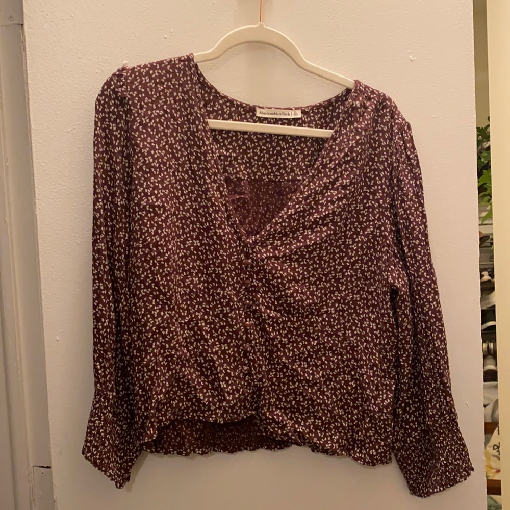 Brown Patterned Blouse - image 1
